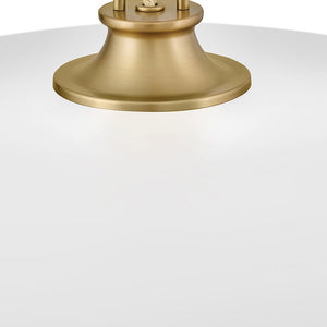 Hush 24" One Light Medium Dome Chandelier, Lacquered Brass / Chalk White Accents