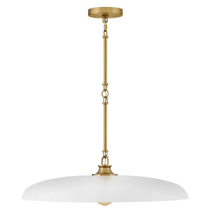 Hush 24" One Light Medium Dome Chandelier, Lacquered Brass / Chalk White Accents