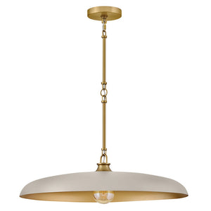 Hush 24" One Light Medium Dome Chandelier, Lacquered Brass / Light Taupe Accents