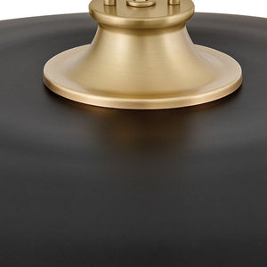 Hush 18" One Light Medium Dome Pendant, Lacquered Brass / Black Accents