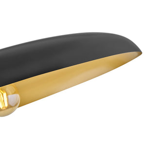 Hush 18" One Light Medium Dome Pendant, Lacquered Brass / Black Accents