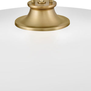 Hush 18" One Light Medium Dome Pendant, Lacquered Brass / Chalk White Accents