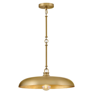 Hush 18" One Light Medium Dome Pendant, Lacquered Brass
