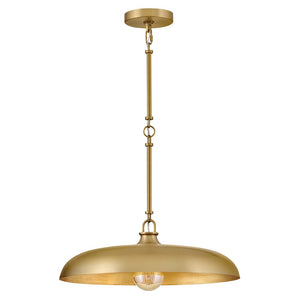 Hush 18" One Light Medium Dome Pendant, Lacquered Brass