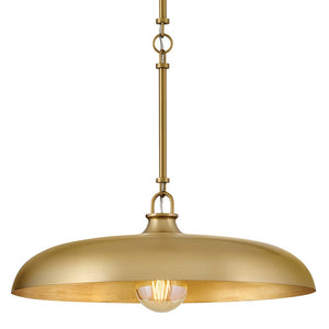 Hush 18" One Light Medium Dome Pendant, Lacquered Brass