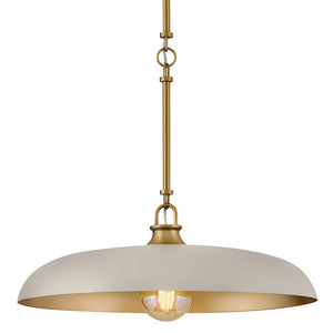 Hush 18" One Light Medium Dome Pendant, Lacquered Brass / Light Taupe Accents