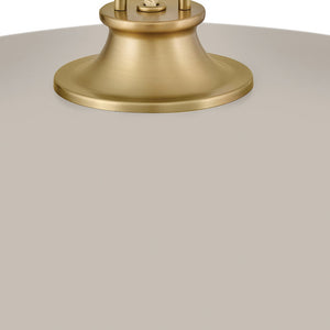 Hush 18" One Light Medium Dome Pendant, Lacquered Brass / Light Taupe Accents