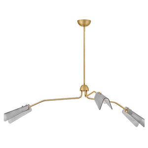 Oasis 60" Three Lights Extra Large Low Profile Chandelier, Lacquered Brass
