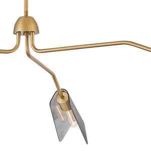 Oasis 60" Three Lights Extra Large Low Profile Chandelier, Lacquered Brass
