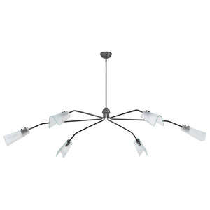 Oasis 80" Six Lights Extra Large Low Profile Chandelier, Gunmetal