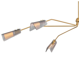 Oasis 80" Six Lights Extra Large Low Profile Chandelier, Lacquered Brass
