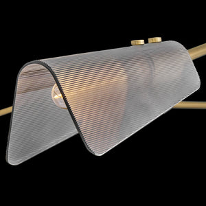 Oasis 80" Six Lights Extra Large Low Profile Chandelier, Lacquered Brass