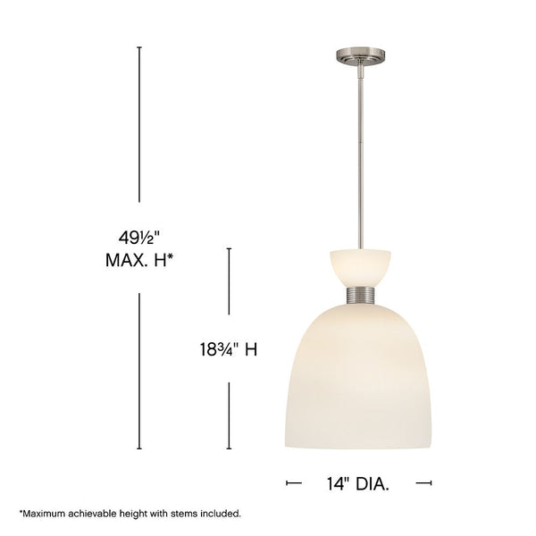 Tallulah 14" One Light Medium Pendant, Polished Nickel