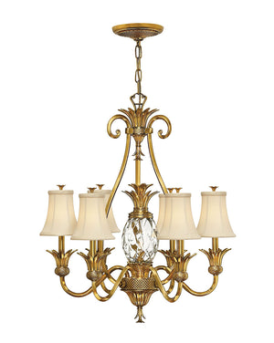 Beryl 28" Seven Lights Medium Single Tier Chandelier, Burnished Brass