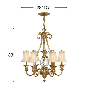 Beryl 28" Seven Lights Medium Single Tier Chandelier, Burnished Brass