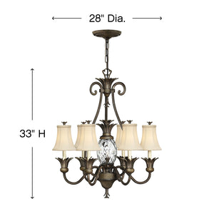 Beryl 28" Seven Lights Medium Single Tier Chandelier, Pearl Bronze