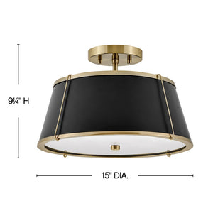 Coda 15" Two Lights Medium Semi-Flush Mount, Warm Brass