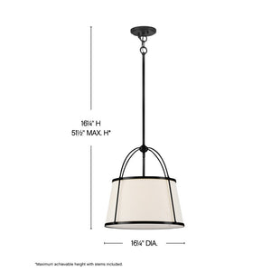 Coda 16" One Light Large Drum Pendant, Black
