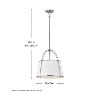 Coda 16" One Light Large Drum Pendant, Polished Nickel