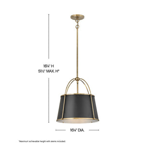 Coda 16" One Light Large Drum Pendant, Warm Brass