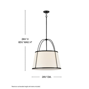 Coda 24" Four Lights Medium Drum Chandelier, Black