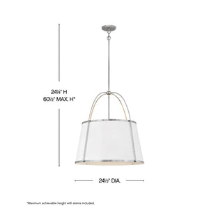 Coda 24" Four Lights Medium Drum Chandelier, Polished Nickel