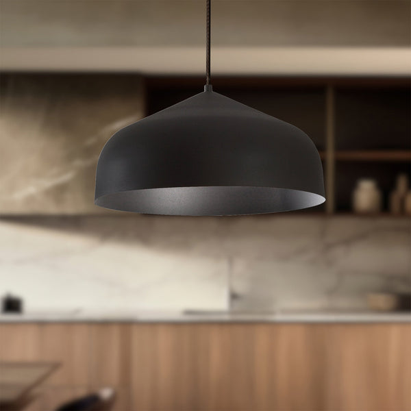 Pallas 17" One-Light Pendant, Black/Black
