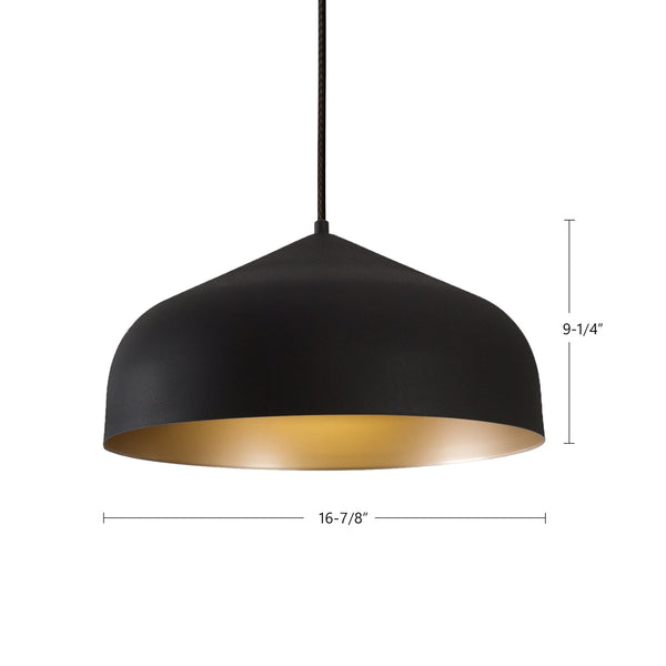 Pallas 17" One-Light Pendant, Black/Gold