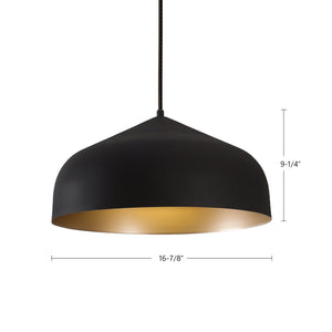 Pallas 17" One-Light Pendant, Black/Gold