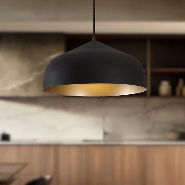 Pallas 17" One-Light Pendant, Black/Gold