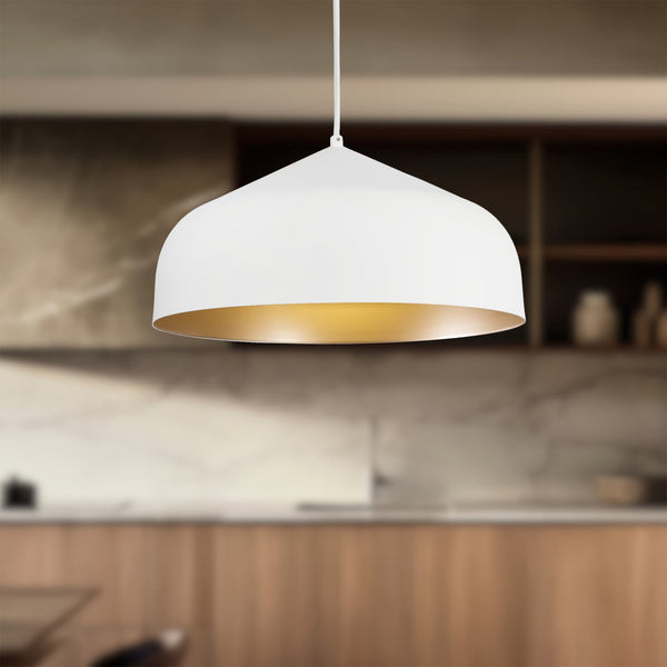 Pallas 17" One-Light Pendant, White/Gold