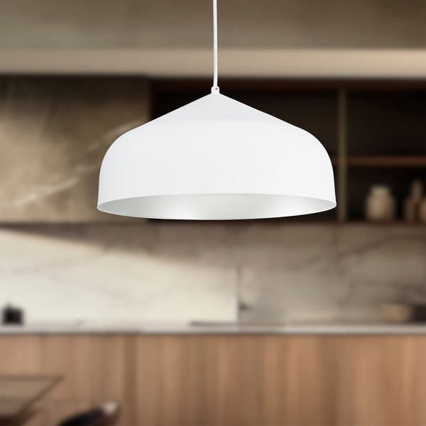 Pallas 17" One-Light Pendant, White/Silver