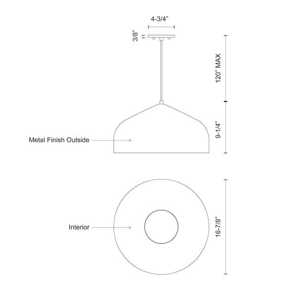 Pallas 17" One-Light Pendant, White/Silver