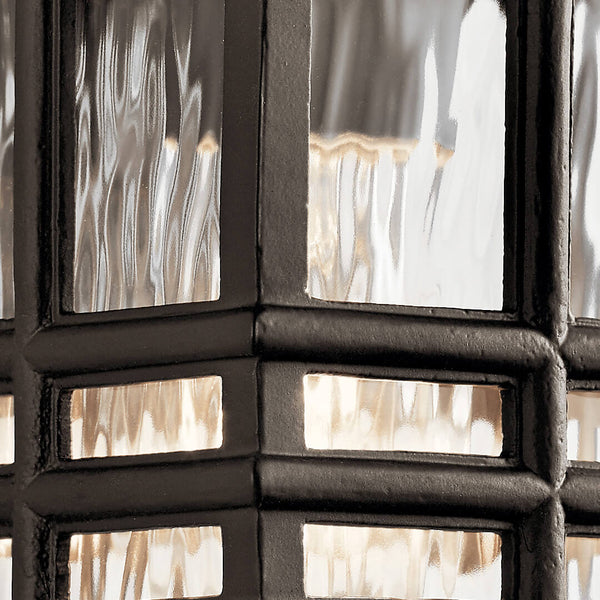 Lake Port Square 6" One Light Outdoor Wall Light, Clear Hammered Glass / Olde Bronze