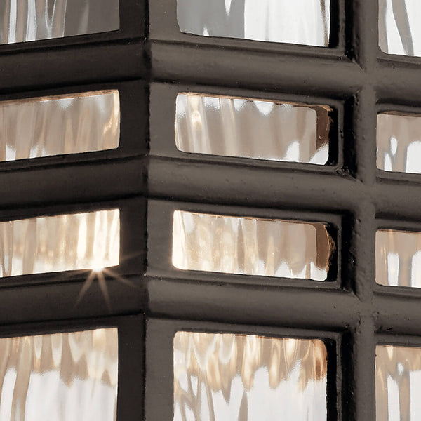 Lake Port Square 8" One Light Outdoor Wall Light, Clear Hammered Glass / Olde Bronze