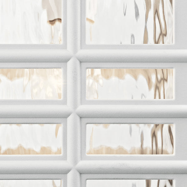 Lake Port Square 8" One Light Outdoor Wall Light, Clear Hammered Glass / White