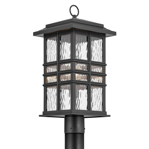 Lake Port Square 21" One Light Outdoor Post Light, Clear Hammered Glass / Textured Black