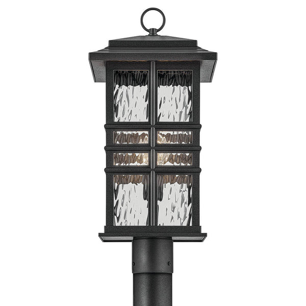 Lake Port Square 21" One Light Outdoor Post Light, Clear Hammered Glass / Textured Black