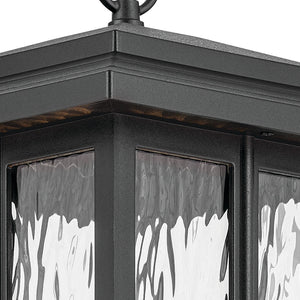 Lake Port Square 21" One Light Outdoor Post Light, Clear Hammered Glass / Textured Black