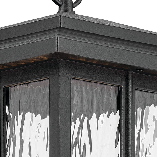 Lake Port Square 21" One Light Outdoor Post Light, Clear Hammered Glass / Textured Black