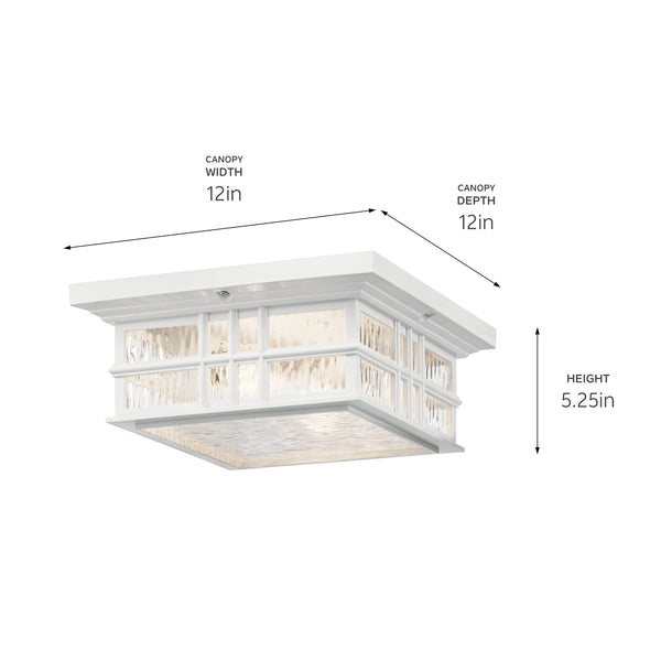 Lake Port Square 12" Two Lights Flush Mount, White