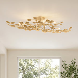Arara 30" Eight Light Semi Flush, Vintage Gold Leaf