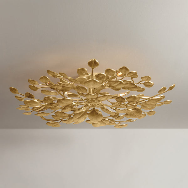 Arara 50" Ten Lights Semi Flush, Vintage Gold Leaf