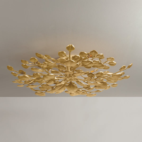 Arara 50" Ten Lights Semi Flush, Vintage Gold Leaf