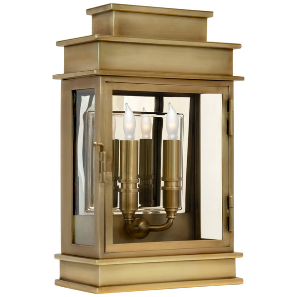 Linear Lantern 9" Two Light Wall Sconce, Antique-Burnished Brass