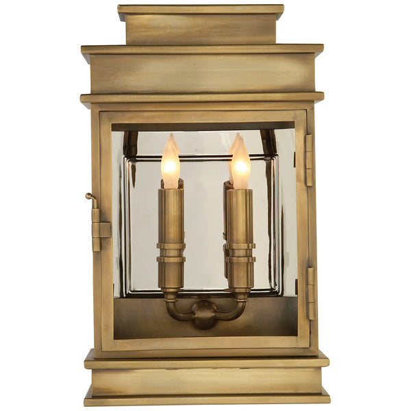 Linear Lantern 9" Two Light Wall Sconce, Antique-Burnished Brass