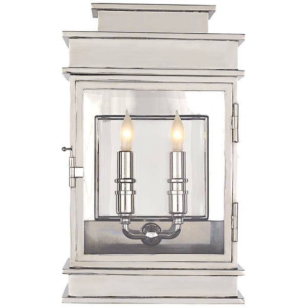 Linear Lantern 9" Two Light Wall Sconce, Polished Nickel