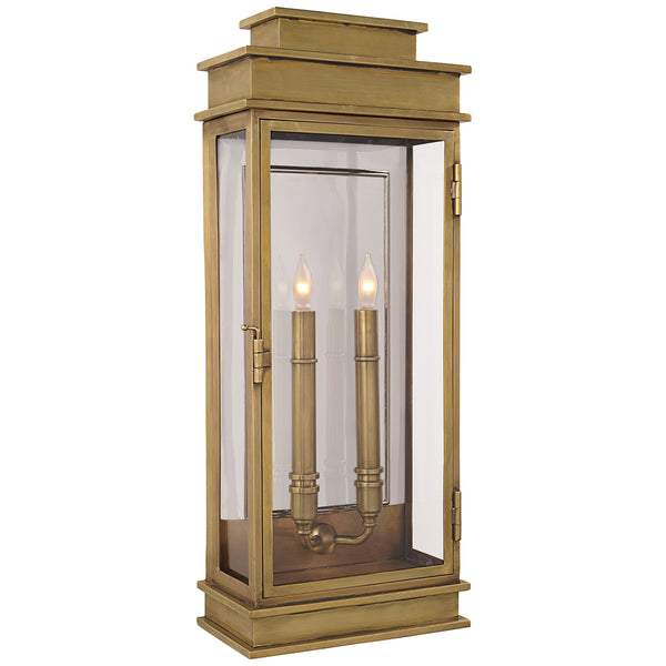 Linear Lantern 9" Two Light Wall Sconce, Antique-Burnished Brass