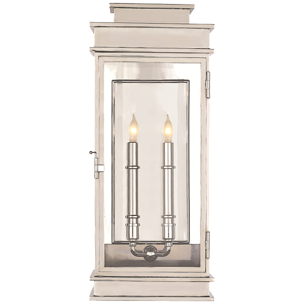 Linear Lantern 9" Two Light Wall Sconce, Polished Nickel