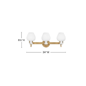 Rumba 24" Three Lights Medium Vanity, Heritage Brass